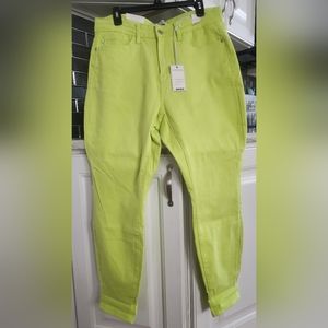 NWT 14w Judy Blue jeans, Neon Green,  high waist